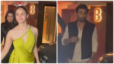 Alia Bhatt and Ranbir Kapoor post dinner at Mahesh Bhatt's house. Alia Bhatt and Ranbir Kapoor post dinner at Mahesh Bhatt's house.