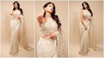 Nora Fatehi is a total stunner who can pull off any look to perfection, whether it's a sartorial saree or a chic jumpsuit. The stylish actress is known for her experimental and daring style and effortlessly adds her own personal touch to any look and turns it into a glamorous affair. Her Insta-diaries, filled with fashion-forward looks, are nothing short of a treasure trove of style inspiration for all her fans. With wedding season just around the corner, Nora's stunning ethnic looks make for the perfect lookbook. Her latest look, decked out in six years of grace, is no exception and is sure to inspire your ethnic wardrobe. (Instagram/@norafatehi) Nora Fatehi is a total stunner who can pull off any look to perfection, whether it's a sartorial saree or a chic jumpsuit. The stylish actress is known for her experimental and daring style and effortlessly adds her own personal touch to any look and turns it into a glamorous affair. Her Insta-diaries, filled with fashion-forward looks, are nothing short of a treasure trove of style inspiration for all her fans. With wedding season just around the corner, Nora's stunning ethnic looks make for the perfect lookbook. Her latest look, decked out in six years of grace, is no exception and is sure to inspire your ethnic wardrobe. (Instagram/@norafatehi)