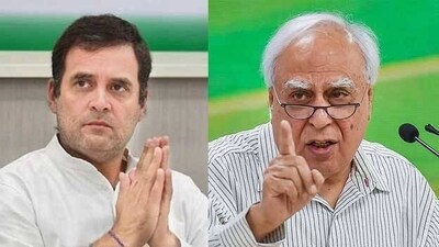Congress leader Rahul Gandhi and Rajya Sabha MP Kapil Sibal