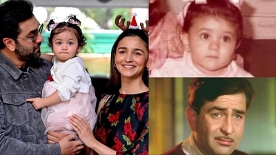 (L-R) Raha Kapoor with Ranbir Kapoor and Alia Bhatt, baby Kareena Kapoor and late Raj Kapoor. (L-R) Raha Kapoor with Ranbir Kapoor and Alia Bhatt, baby Kareena Kapoor and late Raj Kapoor.
