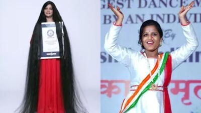 The image shows the woman with the longest hair (left) and the teen who danced for five days straight (right). (GWR) The image shows the woman with the longest hair (left) and the teen who danced for five days straight (right). (GWR)