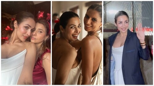 Malaika Arora with her friends at a Christmas bash. Malaika Arora with her friends at a Christmas bash.