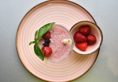 Strawberry Berry and Basil Smoothie (Chef Ronit Kumar) Strawberry Berry and Basil Smoothie (Chef Ronit Kumar)