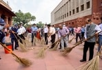 A mass cleanliness drive at Parliament House complex