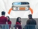 Apple Watch Ultra 2 signage at the company's Upper West side store in New York, US, on Wednesday.