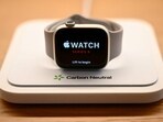 An Apple Watch Series 9 carbon neutral device is displayed for sale at The Grove Apple retail store on release day in Los Angeles, California, on September 22.