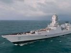 Indian Navy's indigenously built stealth-guided missile destroyer INS Imphal Indian Navy's indigenously built stealth-guided missile destroyer INS Imphal