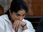 Wrestler Vinesh Phogat during a press conference after Sanjay Singh, an associate of BJP MP and former chief of Wrestling Federation of India (WFI) Brij Bhushan Sharan Singh, became the new President of WFI, in New Delhi, Thursday, Dec. 21