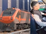 Union Minister Ashwini Vaishnaw examining the cabin of the train driver. Union Minister Ashwini Vaishnaw examining the cabin of the train driver.
