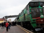 Passengers seen at the train station in Ukraine's Kherson. Passengers seen at the train station in Ukraine's Kherson.