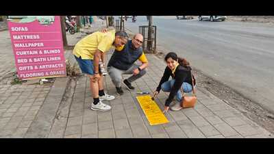 A citizens’ group named ‘Bavdhan Citizens’ Forum or BCF’ held the activity on footpaths and roads between lane number 8 and lane number 10 on the Pashan-NDA Link Road. (HT PHOTO)