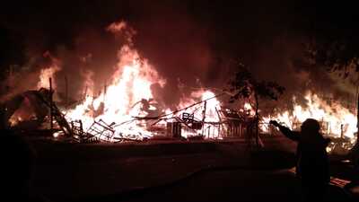 A massive fire broke out in eight old furniture shops in a scrap market in Lucknow on December 25 night. (Sourced)