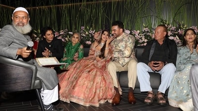 Arhaan Khan, Salma Khan, Salim Khan and Alvira Khan with Arbaaz Khan and Sshura Khan during the nikah ceremony. Arhaan Khan, Salma Khan, Salim Khan and Alvira Khan with Arbaaz Khan and Sshura Khan during the nikah ceremony.