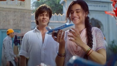 Shah Rukh Khan and Taapsee Pannu in a still from Dunki Shah Rukh Khan and Taapsee Pannu in a still from Dunki