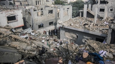 For weeks, Israeli forces have been engaged in heavy urban fighting in northern Gaza and in the southern city of Khan Younis, driving Palestinians into further smaller corners of territory. (Bloomberg) For weeks, Israeli forces have been engaged in heavy urban fighting in northern Gaza and in the southern city of Khan Younis, driving Palestinians into further smaller corners of territory. (Bloomberg)