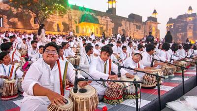 Gwalior: Tabla player perform at the Taal Darbar program of Tansen festival in Gwalior Fort, Gwalior, Monday, December 25. (PTI) Gwalior: Tabla player perform at the Taal Darbar program of Tansen festival in Gwalior Fort, Gwalior, Monday, December 25. (PTI)