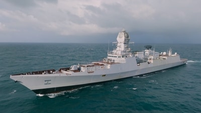 Indian Navy's indigenously built stealth-guided missile destroyer INS Imphal Indian Navy's indigenously built stealth-guided missile destroyer INS Imphal