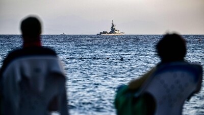 An Israeli navy missile boat patrols in the Red Sea off the coast of Israel's southern port city of Eliat. (AFP)
