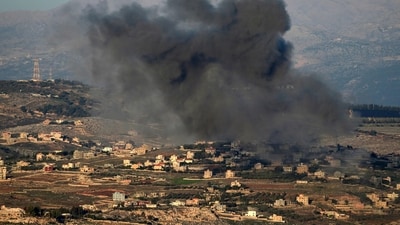 Israel-Hamas War: Smoke billows over the southern Lebanese village of Meiss El-Jabbal near the border with Israel. (AFP) Israel-Hamas War: Smoke billows over the southern Lebanese village of Meiss El-Jabbal near the border with Israel. (AFP)