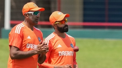 R Ashwin and Ravindra Jadeja during a practice session ahead of the first Test vs South Africa (PTI) R Ashwin and Ravindra Jadeja during a practice session ahead of the first Test vs South Africa (PTI)