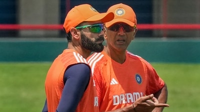 Virat Kohli with coach Rahul Dravid during a practice session ahead of the first Test (PTI) Virat Kohli with coach Rahul Dravid during a practice session ahead of the first Test (PTI)