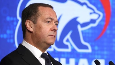 Russia-Ukraine War: Russian Security Council Deputy Chairman and the head of the United Russia party Dmitry Medvedev. (AP) Russia-Ukraine War: Russian Security Council Deputy Chairman and the head of the United Russia party Dmitry Medvedev. (AP)
