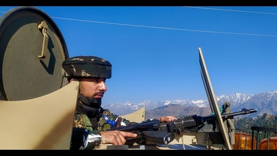 Security personnel keeping vigil at Dera ki Gali in the Poonch sector on Tuesday, after the terrorist attack on army vehicles. (ANI) Security personnel keeping vigil at Dera ki Gali in the Poonch sector on Tuesday, after the terrorist attack on army vehicles. (ANI)