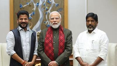 Telangana chief minister A Revanth Reddy meets Prime Minister Narendra Modi in New Delhi on Tuesday. (HT Photo) Telangana chief minister A Revanth Reddy meets Prime Minister Narendra Modi in New Delhi on Tuesday. (HT Photo)
