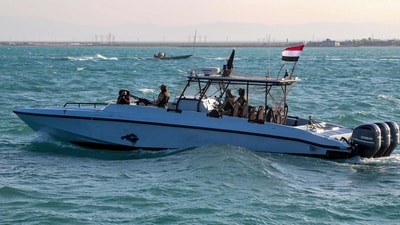 Yemeni coastguard members loyal to the internationally-recognised government ride in a patrol boat. (AFP) Yemeni coastguard members loyal to the internationally-recognised government ride in a patrol boat. (AFP)