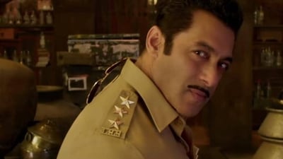 Salman Khan as Chulbul Pandey in a still from Dabangg 3. Salman Khan as Chulbul Pandey in a still from Dabangg 3.