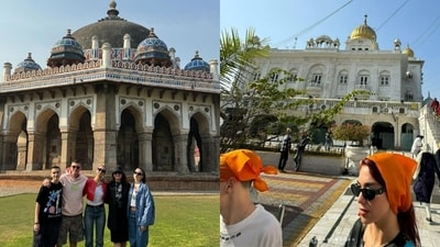 Dua Lipa with her family at Humayun’s Tomb and Gurudwara Bangla Sahib in New Delhi. (Instagram/@dukagjinlipa) Dua Lipa with her family at Humayun’s Tomb and Gurudwara Bangla Sahib in New Delhi. (Instagram/@dukagjinlipa)