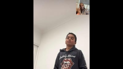 Shikhar Dhawan and his son Zoravar during a video call. (Instagram/@shikhardofficial) Shikhar Dhawan and his son Zoravar during a video call. (Instagram/@shikhardofficial)
