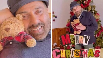 Sunny Deol with his teddy bear in the new Instagram video. Sunny Deol with his teddy bear in the new Instagram video.