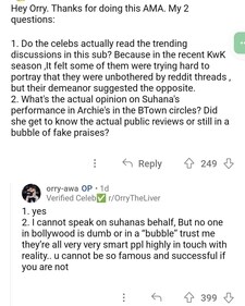 Orry on Suhana Khan's reaction to The Archies review. Orry on Suhana Khan's reaction to The Archies review.