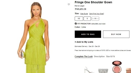 The price of the dress Alia Bhatt wore to the Christmas party hosted by Soni Razdan. (revolve.com) The price of the dress Alia Bhatt wore to the Christmas party hosted by Soni Razdan. (revolve.com)