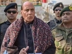 Defence Minister Rajnath Singh during an interaction with Army personnel, in Rajouri. (PTI)