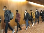 Passengers of a charter aircraft, which was grounded in France for 4 days over suspected human trafficking, reach Mumbai. (PTI)