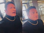 Swayne Johnson in his meme look from the 90's. 