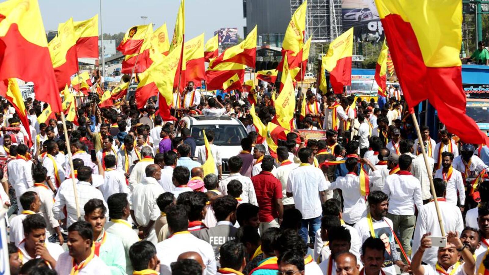 Pro-Kannada stir turns violent; signboards torn in Karnataka - Vimarsana News