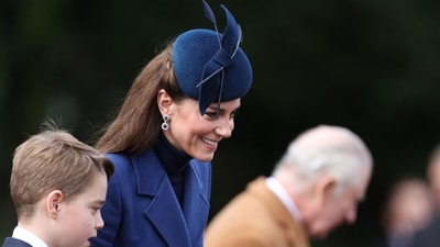 Britain's Catherine, Princess of Wales and Britain's Prince George of Wales (L) leave after attending the Royal Family's traditional Christmas Day service. (AFP) Britain's Catherine, Princess of Wales and Britain's Prince George of Wales (L) leave after attending the Royal Family's traditional Christmas Day service. (AFP)