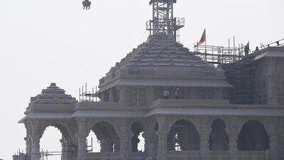 Construction work of the Ram Temple on in full swing in Ayodhya on Tuesday. (Deepak Gupta/HT Photo) Construction work of the Ram Temple on in full swing in Ayodhya on Tuesday. (Deepak Gupta/HT Photo)
