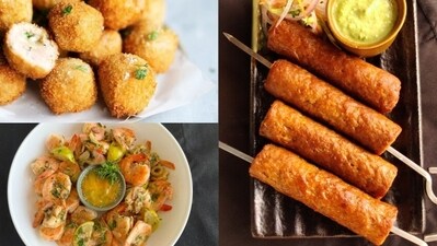 3 irresistible recipes to welcome New Year 2024: Chicken Pops, Mutton Seekh Kebab, Garlic Prawns (Photo by FreshToHome) 3 irresistible recipes to welcome New Year 2024: Chicken Pops, Mutton Seekh Kebab, Garlic Prawns (Photo by FreshToHome)