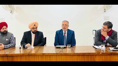 Punjab health minister Dr Balbir Singh during the meeting in Ludhiana on Wednesday. (HT Photo) Punjab health minister Dr Balbir Singh during the meeting in Ludhiana on Wednesday. (HT Photo)