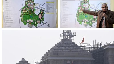 Ayodhya Trust general secretary Champat Rai on Tuesday revealed the map of Ayodhya's Ram Temple complex. Ayodhya Trust general secretary Champat Rai on Tuesday revealed the map of Ayodhya's Ram Temple complex.