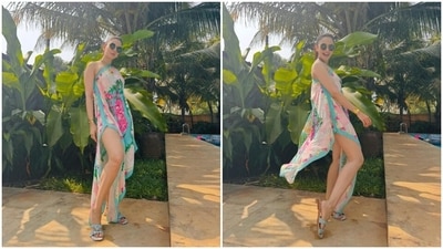 Rakul accessorised the outfit with gold rings, a metal cuff, tinted retro sunglasses, and a statement neckpiece. Lastly, she chose a pulled-back ponytail, mauve lip shade, and glowing skin for the glam picks. (Instagram) Rakul accessorised the outfit with gold rings, a metal cuff, tinted retro sunglasses, and a statement neckpiece. Lastly, she chose a pulled-back ponytail, mauve lip shade, and glowing skin for the glam picks. (Instagram)