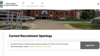 Tripura Public Service Commission (TPSC) begins application process for Assistant Professor posts Tripura Public Service Commission (TPSC) begins application process for Assistant Professor posts