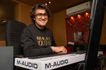 Sonu Nigam in his recording studio at the farmhouse (Raju Shinde/HT)