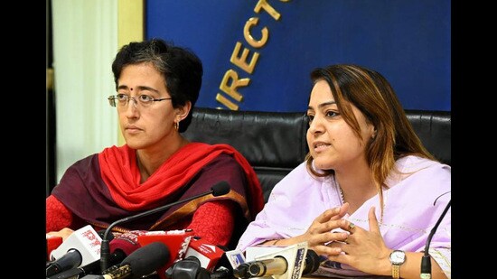 Delhi minister Atishi reviewed the courtroom construction plans on Tuesday. (HT Archive)