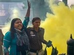 Accused Neelam Azad outside Parliament on December 13. (PTI) Accused Neelam Azad outside Parliament on December 13. (PTI)