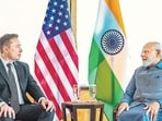 Prime Minister Narendra Modi with Tesla and SpaceX CEO Elon Musk in New York. (PTI)